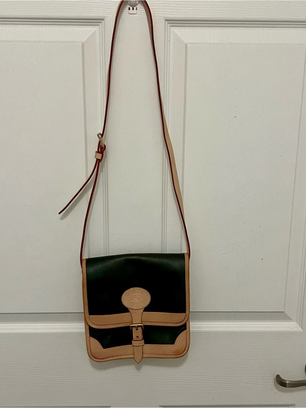 Dooney & Bourke Dark Green Crossbody with Natural Leather Trim